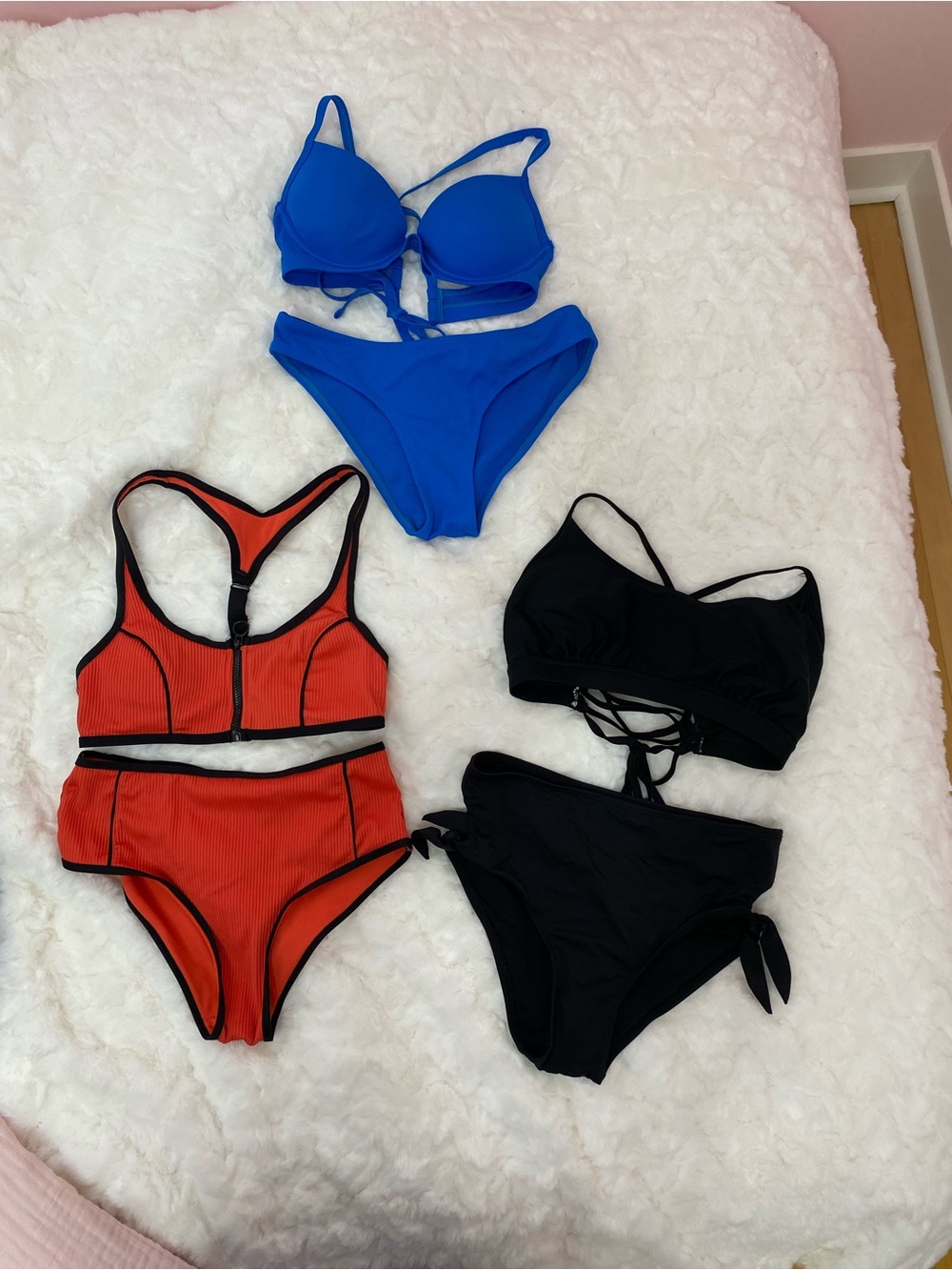 Ardene Blue, Red and Black Women's Bikini Trio